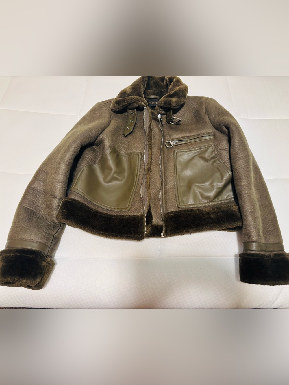 Truth by Republic Olive Shearling Trim Aviator Jacket